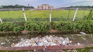 Rubbish heap outside parliament building