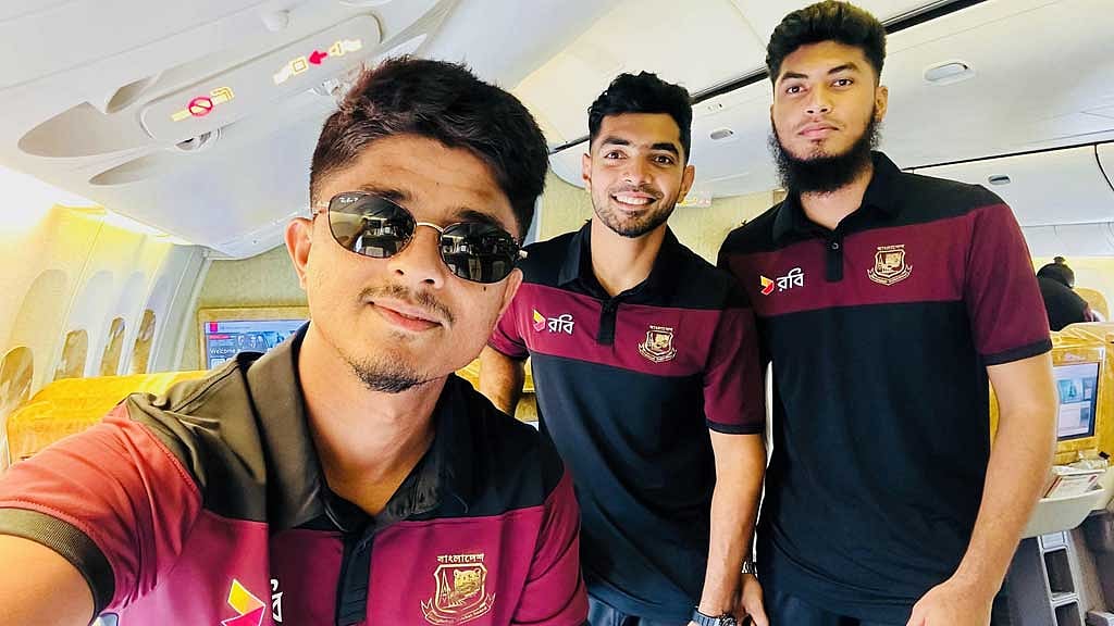 শেখ মেহেদি হাসান, সাইফ হাসান ও রিশাদ হোসেন। ছবি: রিশাদের ফেইসবুক পাতা।