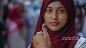 Young women cast votes for first time
