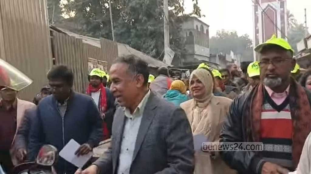 BNP candidate Hasan Zafir Tuhin conducting election campaigning in Pabna-4.