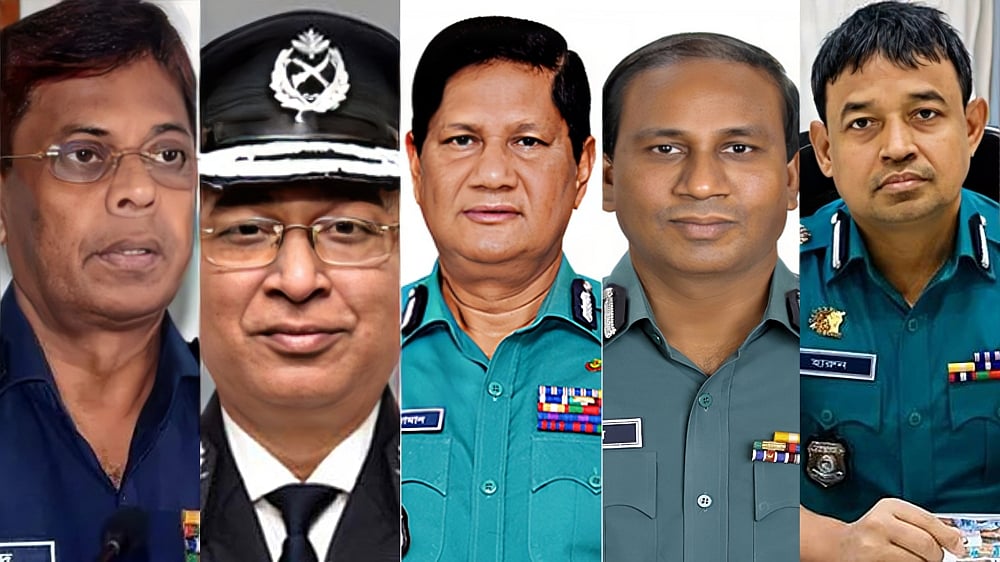 বাঁ থেকে শহীদুল হক, জাবেদ পাটোয়ারী, আছাদুজ্জামান, মনিরুল ও হারুন
