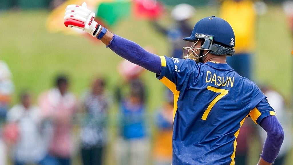 দ্রুততম ফিফটির রেকর্ড গড়েন দাসুন শানাকা। ছবি: শ্রীলঙ্কা ক্রিকেট ফেইসবুক।