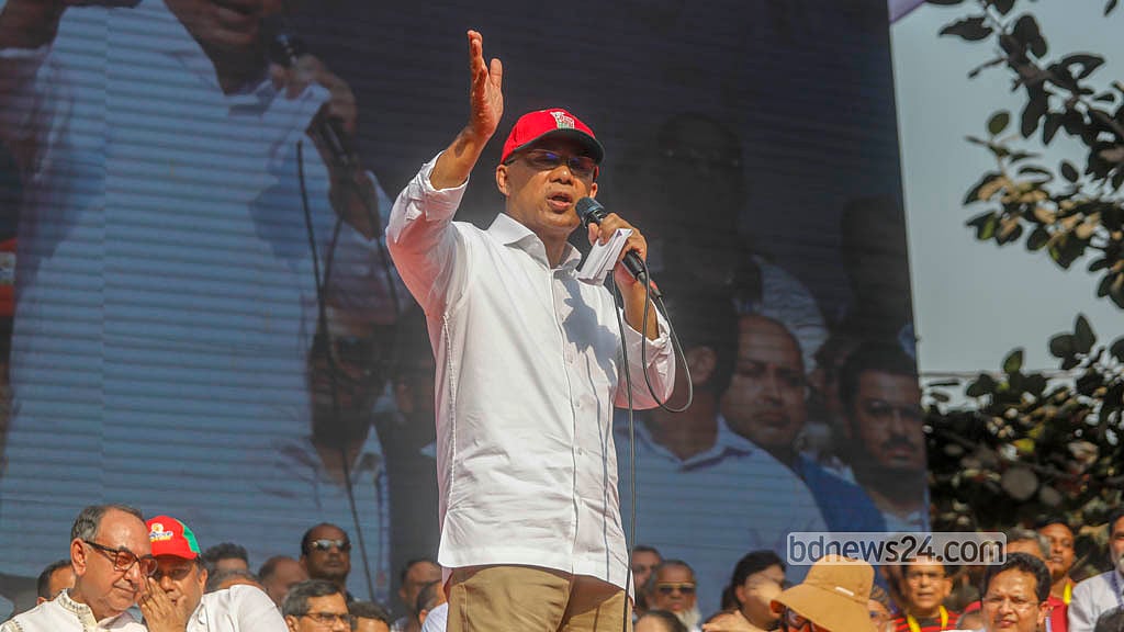 BNP Chairman Tarique Rahman addresses a roadshow rally in Motijheel, Dhaka, on the final day of campaigning, Monday, Feb 9, 2026.