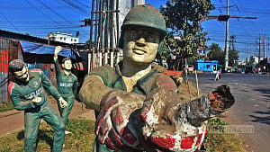 Worn-out sculptures in the port city