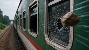 Who keeps pelting trains?
