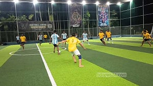 নোয়াখালীতে আর্জেন্টিনা-ব্রাজিল ম্যাচ খেললেন ছাত্রদল নেতারা