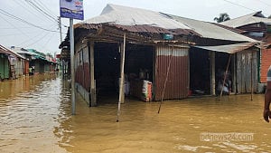 পাহাড়ি ঢলে শেরপুরের ঝিনাইগাতী বাজার প্লাবিত