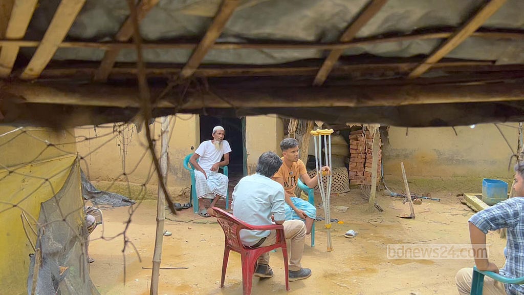 After losing a leg in a landmine explosion, Hanif now spends most of his days confined to his home.