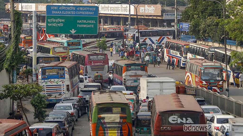 Traffic gridlock like this is a near-daily reality on Dhaka’s roads.