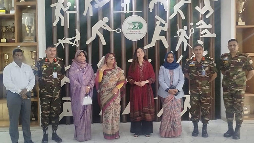 বিকেএসপিতে সোমবার প্রধানমন্ত্রীর কন্যা জাইমা রহমান।