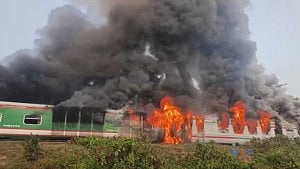 Fire on Chattala Express in Sitakunda