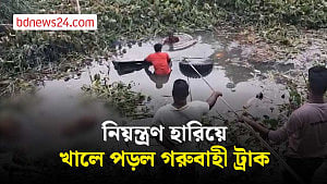গোপালগঞ্জে  নিয়ন্ত্রণ হারিয়ে খালে ট্রাক, প্রাণ গেল ৪ গরুর