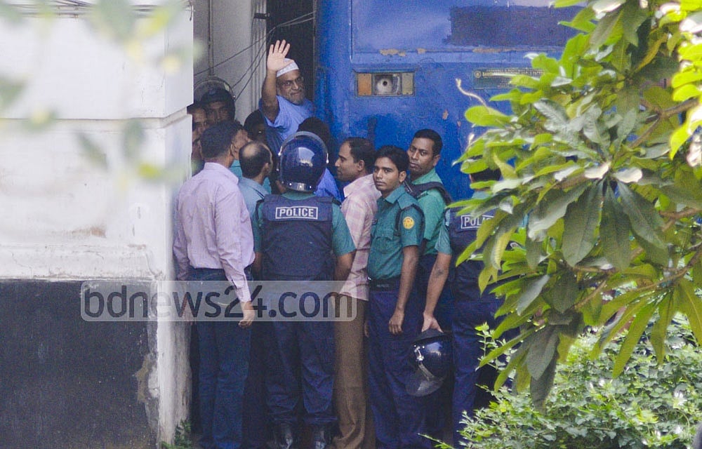 Mir Quasem Ali being taken back to prison on Nov 2, 2014, after the ICT sentenced him to death. 