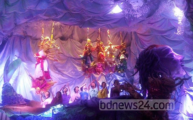The Puja pavilion of Hazari Lane at Chittagong's Andarkilla. 