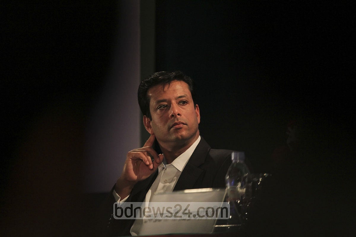 Prime Minister’s ICT Affairs Advisor Sajeeb Wazed Joy at a programme titled ‘Call for National Unity on the Spirit of the Liberation War’ at Hotel Sonargaon in Dhaka on Friday. Photo: asif mahmud ove 