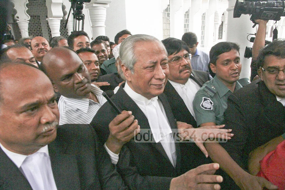Prosecution lawyers coming out of the courtroom after Supreme Court upheld the death sentence for Mir Quasem Ali. 