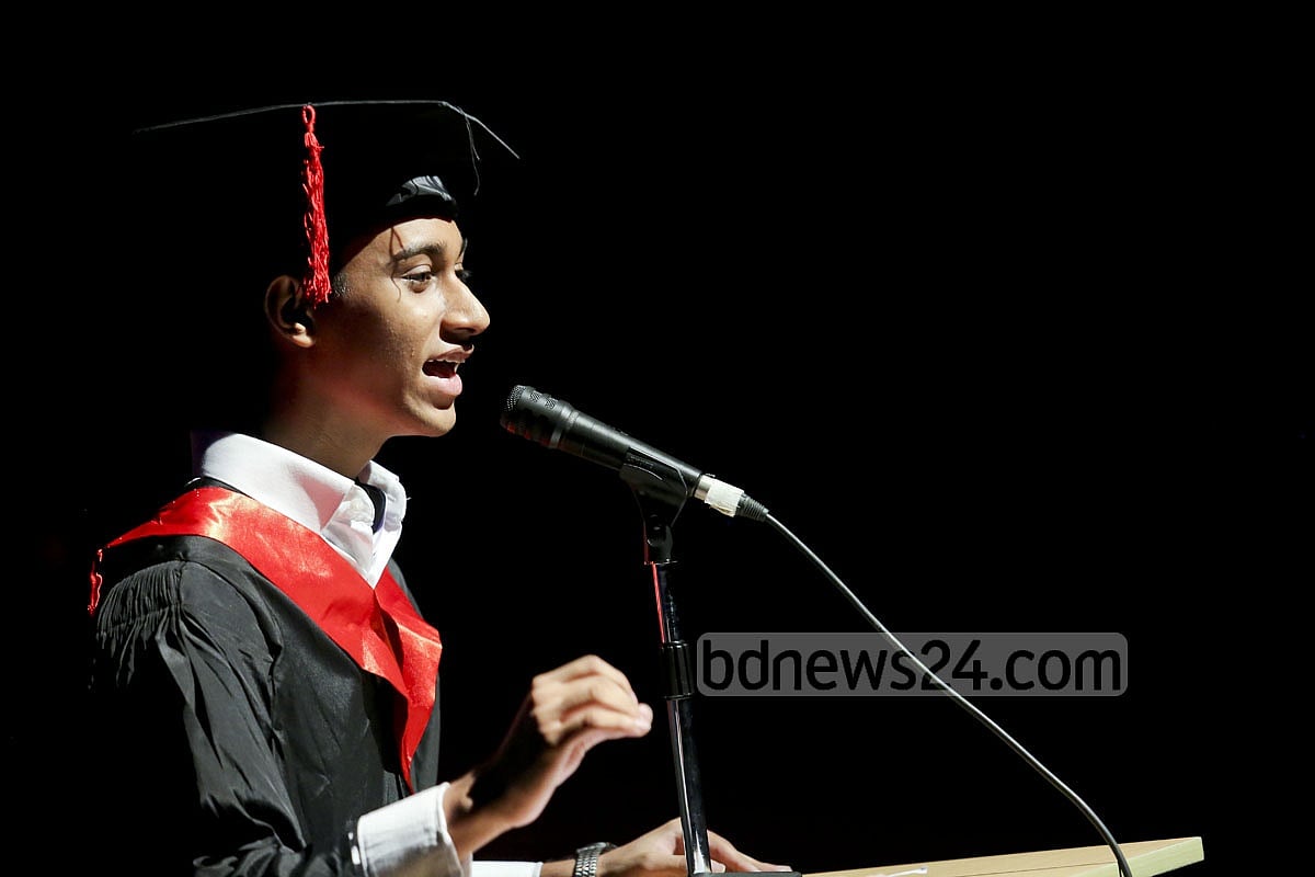 Umran Mustafa, who is here to collect his ‘O-levels’ certificate, speaks on behalf of his batch mates. Umran Mustafa, who is here to collect his ‘O-levels’ certificate, speaks on behalf of his batch mates.
