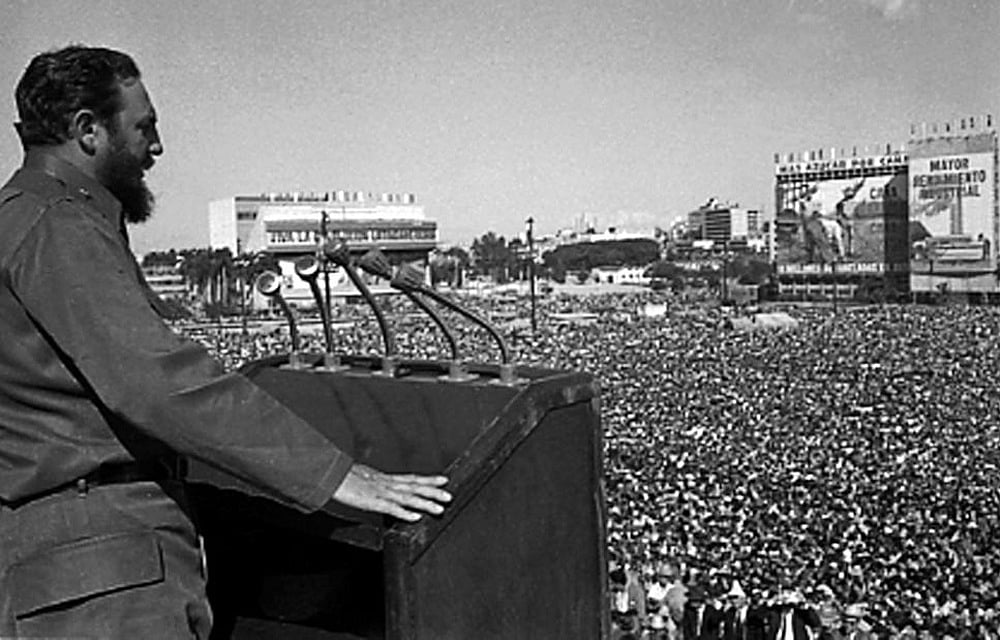 Fidel Castro addresses the crowd during an event at Revolution Square in Havana in this undated file photo. Reuters 