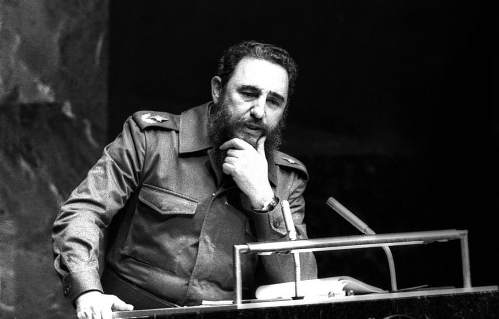 Fidel Castro addresses the audience as president of the Non-Aligned Movement at the United Nations in New York, October 12, 1979. Reuters 