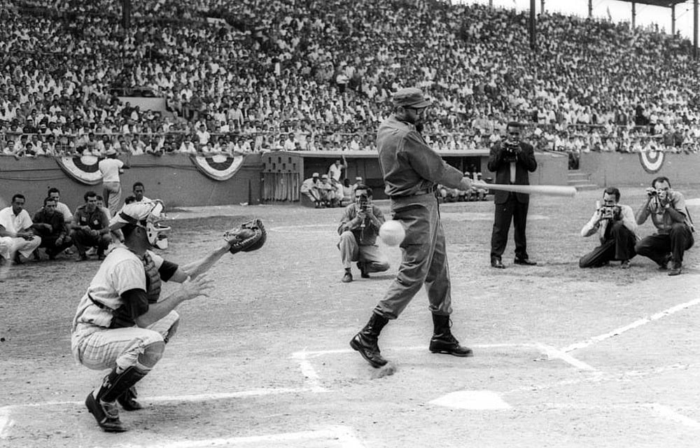 Fidel Castro bats during the inauguration game of the Amateur Baseball Championship in Havana in 1963. Reuters 