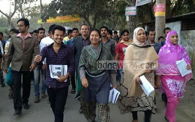 Anjum Sultana Sima hits the campaign trail. 