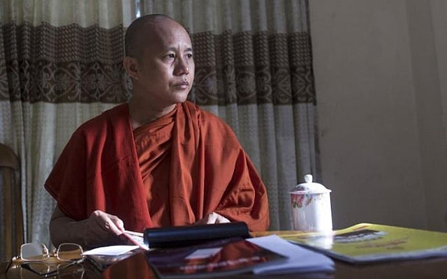Myanmar's firebrand Buddhist monk Wirathu sits in a supporter's home during a Reuters interview in Yangon, Myanmar in this file photo dated October 4, 2015. Reuters 