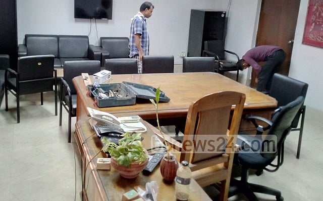 Information ministry officials ready the office for State Minister Tarana Halim Information ministry officials ready the office for State Minister Tarana Halim