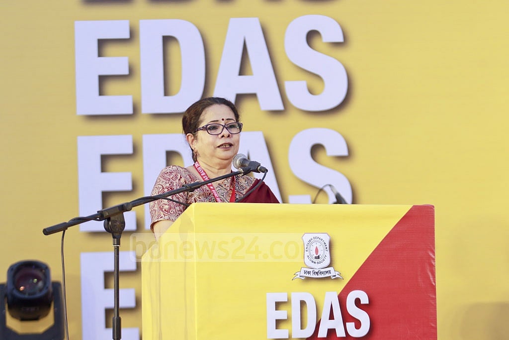 English Department Alumni Society President Rasheda K Choudhury at the department’s get-together EDAS Bash on Friday. 