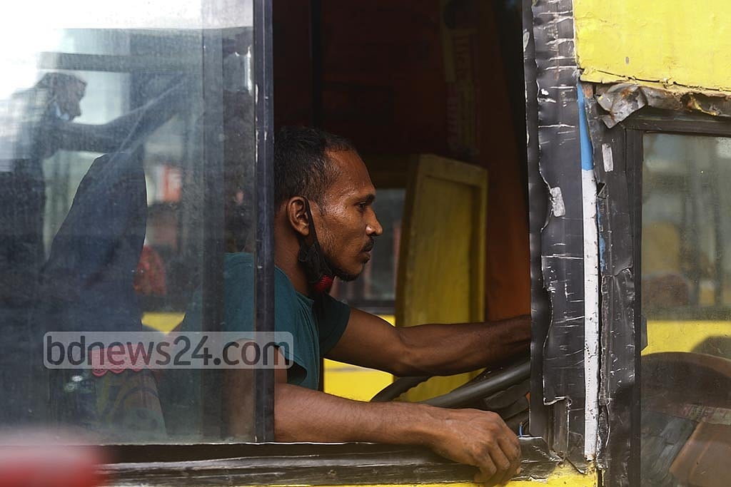 Most of the bus drivers and helpers have masks with them as it is mandatory to wear a mask amid the coronavirus epidemic. However, most of the time, they pull it down to the chin. 