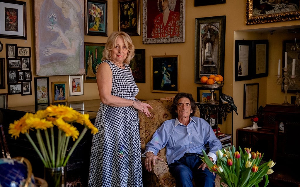 Zoe Pappas, the president of the Chelsea Hotel tenants association, and her husband Nicholas, at their apartment in the famed Manhattan residence hotel, April 9, 2021. The New York Times 