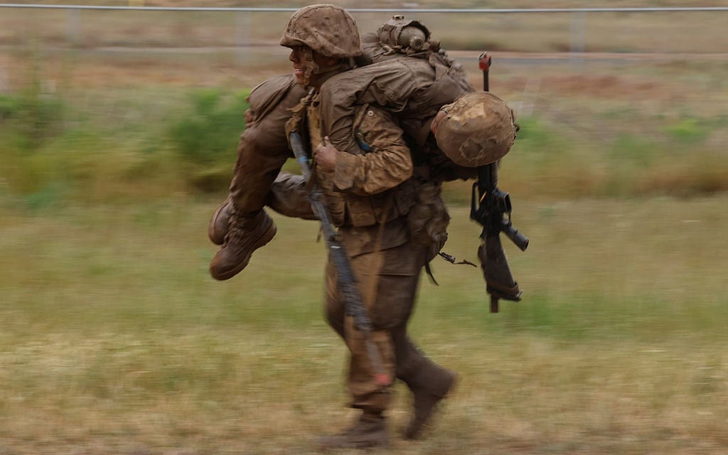 Recruits from US Marine Corps Recruit Depot San Diego, Lima Company, participate in the gruelling crucible training as they break a barrier becoming the first ever women Marines trained at Camp Pendleton, California, US, April 21, 2021. Reuters 
