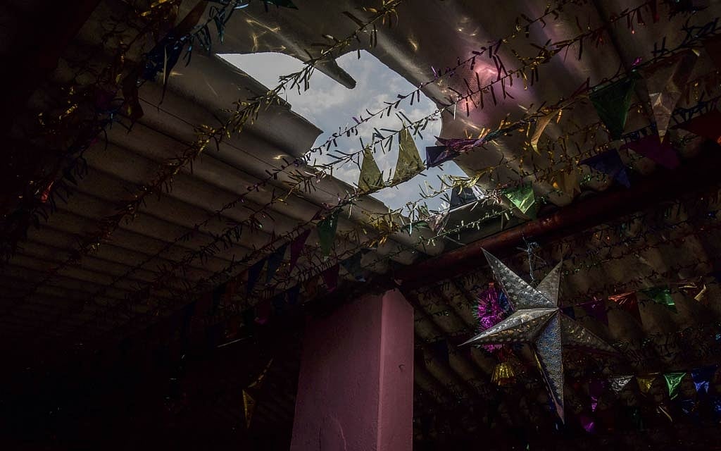Damage to the roof of a Christian prayer hall in the state of Madhya Pradesh, India, Feb. 16, 2021, that was raided by Hindu nationalists with the help of the local police. The New York Times 